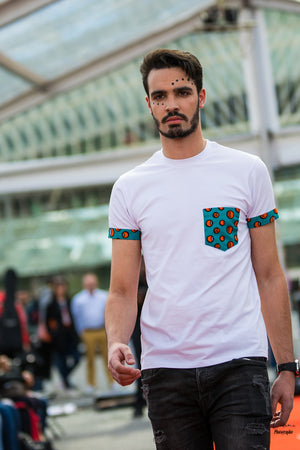 T-shirt - "White-T" with wax pattern / motifs africains